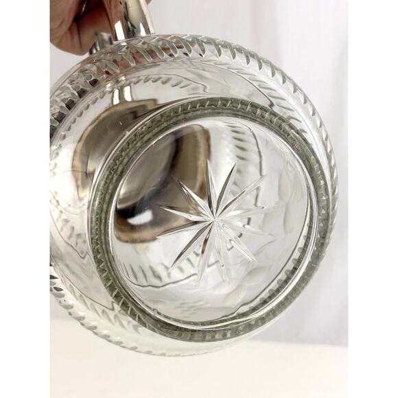 Vintage Cut Glass Water Pitcher Silverplate Lid Hinged Claret Jug 10” - Picture 15 of 15